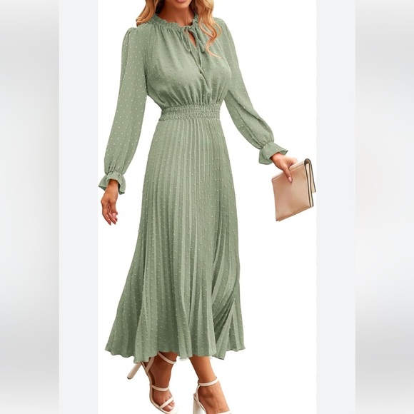 Pretty Garden Swiss Dot Midi A line Dress Large NWT Flowy - Picture 1 of 9